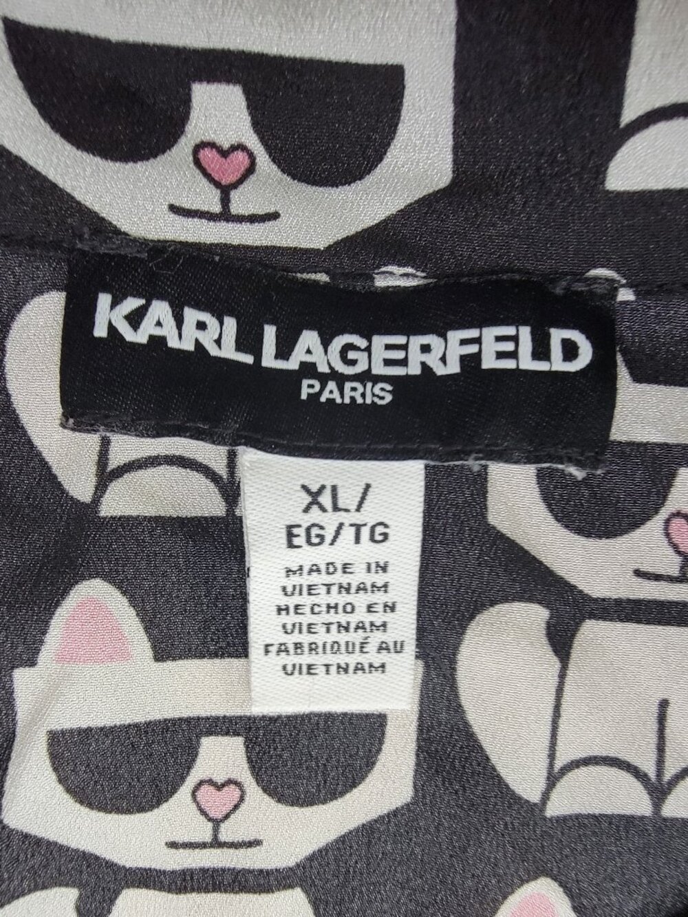 Karl Lagerfeld Paris Choupette Cat Print Button Down Blouse Shirt - XL - Picture 10 of 11